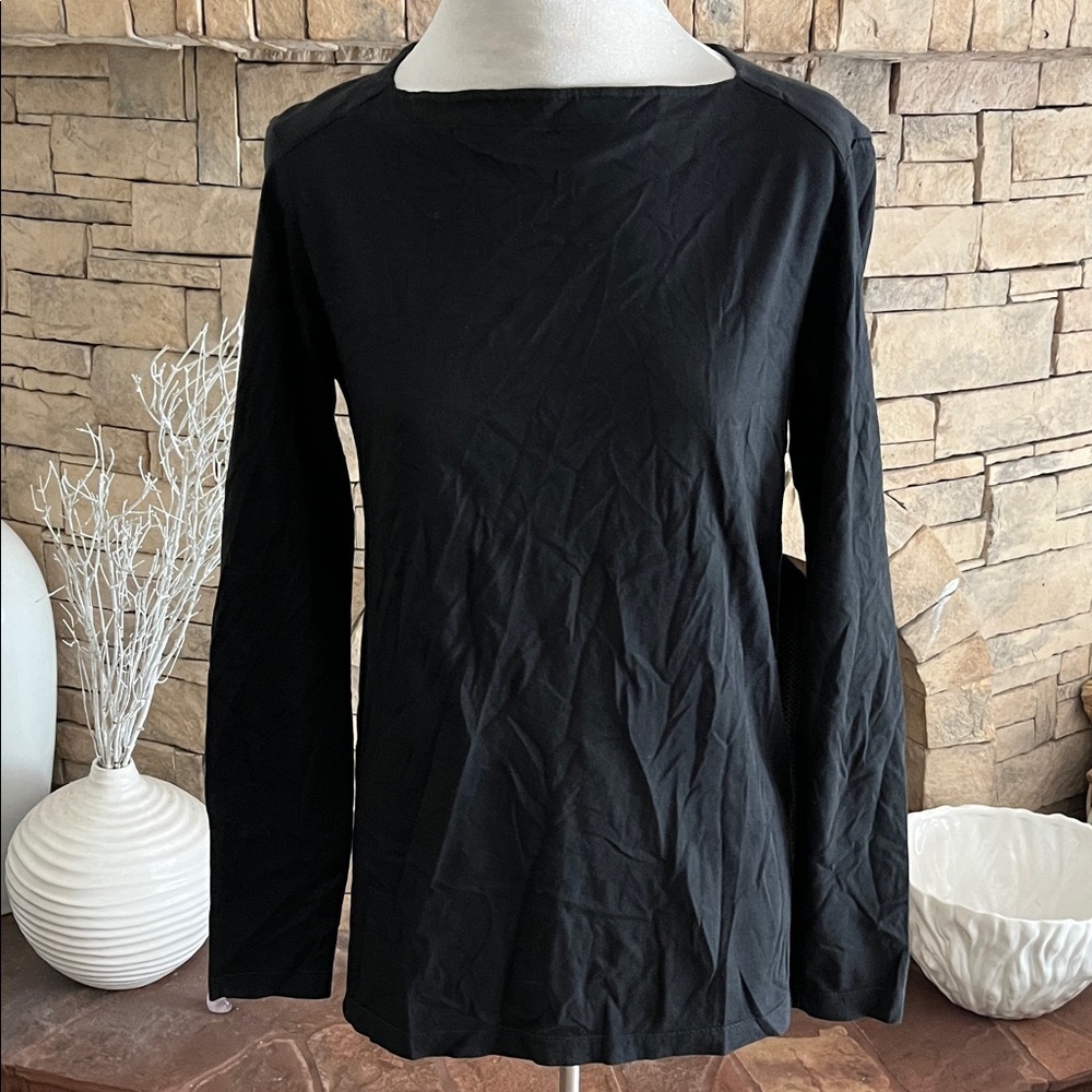 Tomas Maier Black Long Sleeve Women's Top with Squared Neckline Size XS